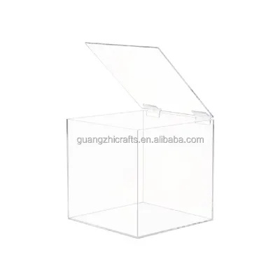 Square Acrylic Display Box Clear Acrylic Box With Hinged Lid