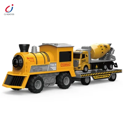Chengji Pull Back Action Toy Car Engineering Light Sound Music Plastic 1:16 Scale Simulation Friction Toy Vehicle Train Kids