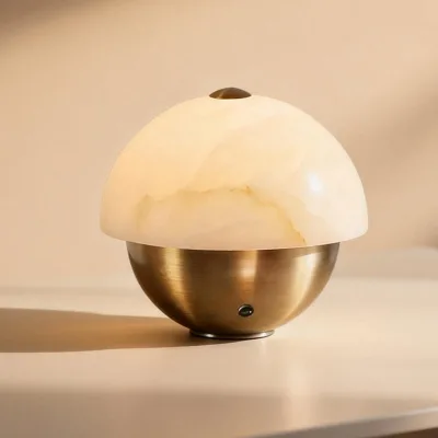 Modern Alabaster Table Lamp Natural Stone Mushroom Lamp Decorative Desk Light