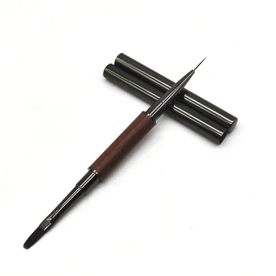 Manufacturer Wood Handle Dual-end Nail Art Brush Professional Nail Tech Drawing Painting Liner Brush Manicure Art Nail Gel Brush