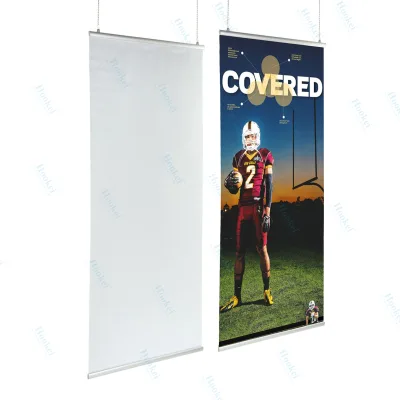 Silver Rails Poster Snap Aluminum Profile Ceiling Banner Hanger System Hanging Banner Holder with Hinged Grip Closure Design