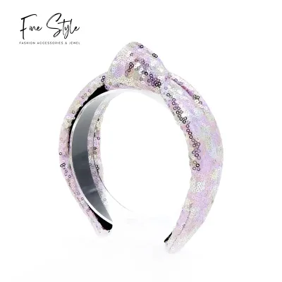 Customized Designer Sequin Fabric Shining Flashing Women Knotted Headband Bling Sparking Custom Headbands for Women