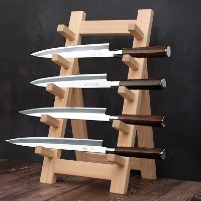 Knife Holder Premium Cutlery Rack Solid Wood Kitchen Knife Stand Sushi-bar Knife Display Shelf