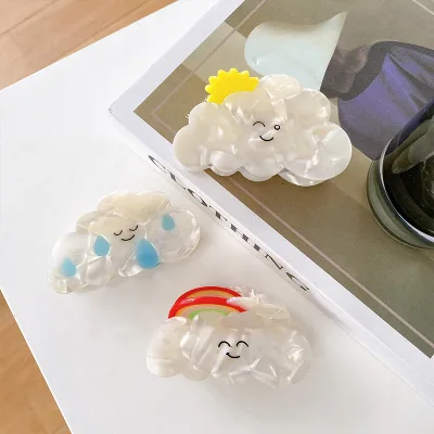 DOWELL Wholesale Korean New Arrival Fashion Girls Cute Cloud Acetate rainbow Hair Claw