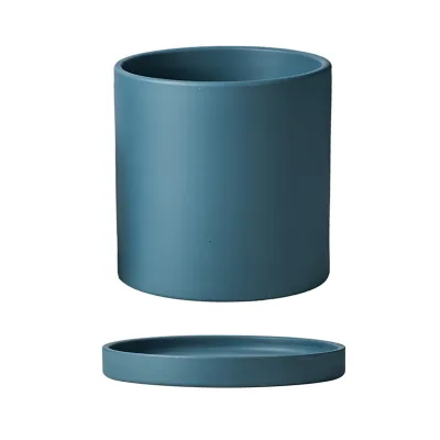 2023 Morandi Solid Color Matte Ceramic Flower Pot With Tray Scandinavian Ins Large Size Home Green Plants Succulent Potted