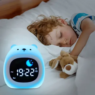 High Quality Wholesale Cute Silicone White Noise Machine Digital Table Sleep Trainer Clock