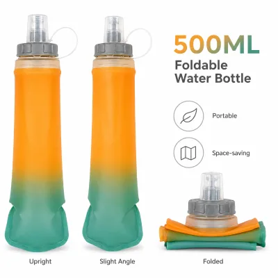 Sinodiving 500ML Foldable Water Bottle Portable Collapsible Hydration Bottle for Hiking Camping Travel Outdoor Sports Wholesale