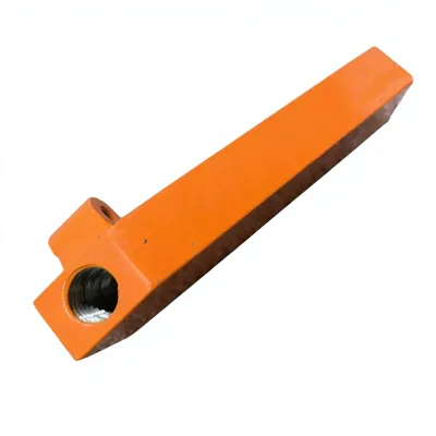 Orange Painted Steel Machined Bar with Threaded Connection Port Welded Component for Heavy Bridge Construction Machinery