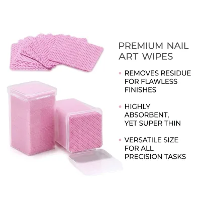 Faduo Customized Soft Lint Free Tough No Shedding Strong Absorption Pink Three Layer Non-woven 2*2in Nail Wipes