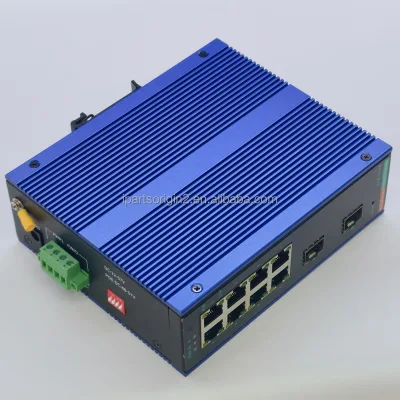 Fanless Curved Cooling Web Managed Industrial Ethernet Switch IP40 Protection 10Gbps 8PoE + 2SFP 20Gbps Switching Capacity