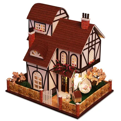IIECREATE K-013 Flower Town Wooden for Dollhouse 3D Puzzle Educational Toy Miniature Kit for K-013 Flower Town Wooden Dollhouse