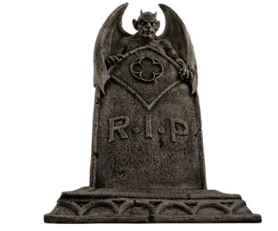 The Vampire Demon Halloween Tombstone Gothic Decor Garden Graveyard Statue, 56 cm, Polyresin, Greystone