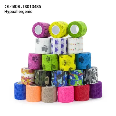 2025 Athmedic Sport China Pet Horse Waterproof Elastic Quality Latex Cohesive Bandage Cohesive Wrap Tan Self-adhering Bandage