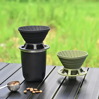 Foldable Platinum Silicone Filter Cup for Pour-Over Coffee Maker Camping Set Modern Minimalist Design Portable Household Use