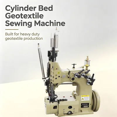 Heavy Duty Two Needle Four Thread Cylinder Bed Chainstitch Industrial Sewing Machine for Geotextile Fabrics and Geotextile Bags