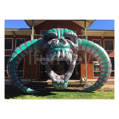 Giant Outdoor Halloween Decor Inflatable Scary Skull Skeleton Built-In Fan Oxford Cloth EN14960 Certified Customized Size Color