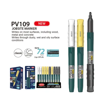 BEIFA PV109 Fine Tip Black White Yellow Waterproof Ink Valve System Industrial Paint Marker