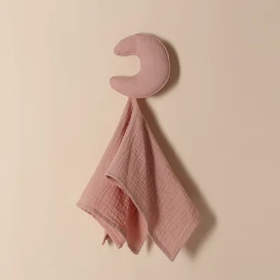 Moon Shape Reusable Soft Baby Security Blanket 100% Organic Cotton Pure Color Moon Simple Solid Color Baby Towel