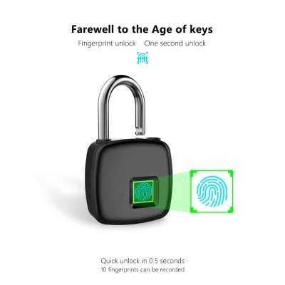 Eseye L33 Zinc-Plated Oval Aluminium Alloy Portable Biometric USB Rechargeable Security Smart Fingerprint Electronic Padlock for