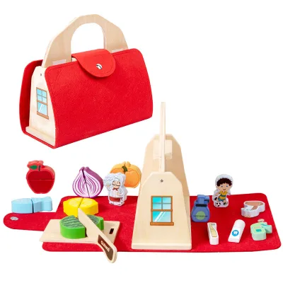 Portable Cooking Wooden Vegetables and Fruits Cut Cut Le Toys Kitchen Food Toys for Children