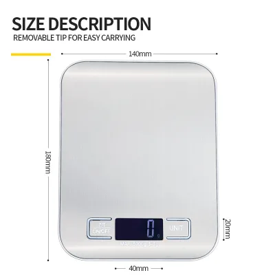 Digital Kitchen Scale Waterproof Moisture-Proof Stainless Steel Construction Large Weighing Range Durable Base One-Key Tare