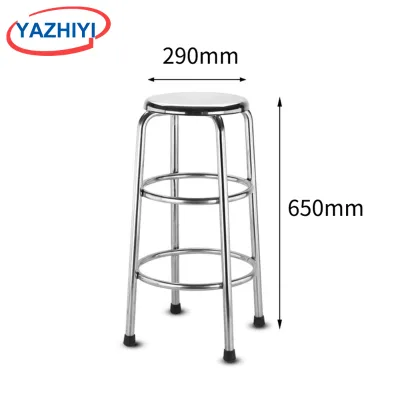 YAZHIYI Modern Stainless Steel Lab Stool Footrest Adjustable Height 290mm Seat Diameter 4 Legs Anti-slip for School Hospital