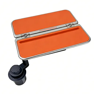 360° Rotating Multi Vehicle Mount 3 Fold Down Tray Table with Makeup Mirror Aluminum Alloy Car Interior Accessories Cup Holder