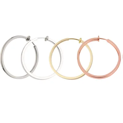 Non Pierced Fashion Ear Jewelry Brass Classic Clip on Spring Pole Non Piercing Hoop Earring