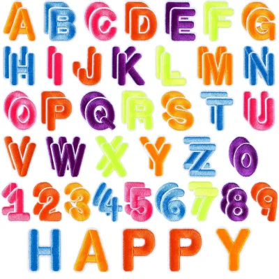 Hot Iron-On Stick Embroidery English Letter Sequins Patches with Canvas Fabric for Hats and Cloth