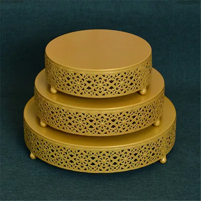 3-Tier Metal Hollow Cake Stand Set 20cm 25cm 30cm Round Dessert Display Stands