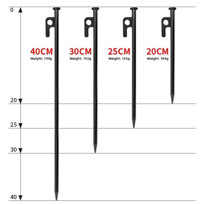 Outdoor Bold Black Straight Steel Ground Nails Stake for Canopy Tent Camping and Beach Camp