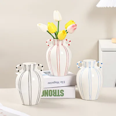 Newly Designed Hand-painted Eastern Rock Ceramic Vase Moondust Color Modern Style Tabletop Matt Glaze Suitable Living Room