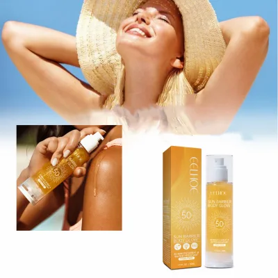 Daily Spf 50 UV Protection Ultra Hydrating Glowing Coconut Oil Sun Barrier Body Glow Oil Broad Spectrum Sun Shield Sunscreen Oil