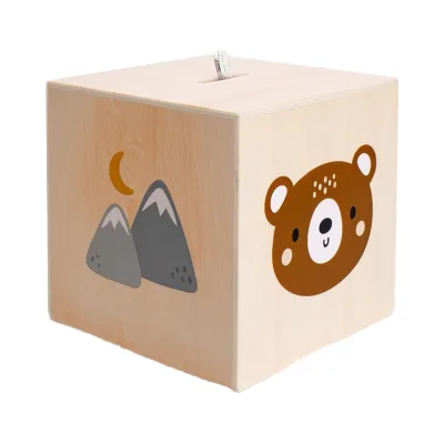 Microeco Eco-friendly Wooden Piggy Bank with Iron Components Button Lock Encouraging Kids to Save Early Great Gift for Children