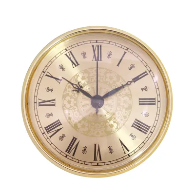 4 1/3 Inches Quartz Movement AA Battery Insert Clocks CE ROHS Plastic Clock Inserts 110mm Gold Rim with Retro Style Clock Dials