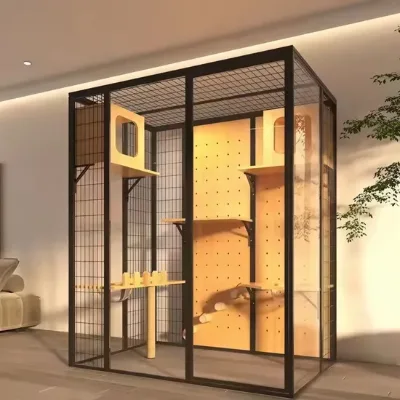 Movable Large Wooden Modern Luxury Cat Living House with Convenient Lockable Wheels and Eco-Friendly Design