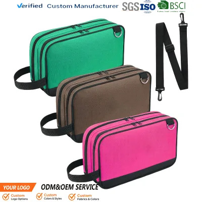 Small Tool Bag 12" Tool Pouch with 2 Compartments Shoulder Strap Zipper Tool Organizer Bag for Electrician Screwdriver Storage