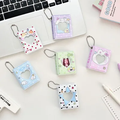Colorful Polka-Dot One-Inch PVC Glossy Headshot Album ID Photo Keychain Organizer for Idol-Collecting Mini Cards