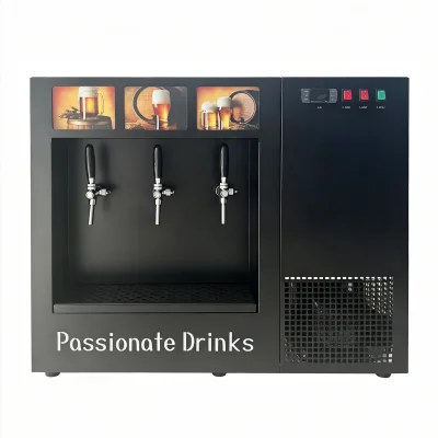 40L Triple Tap Black Countertop Draft Beer Machine Continuous Cooling Ice Bank Stable Output Beer Dispenser Kegerator Commercial