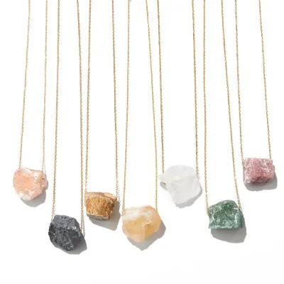 2022 Hot Sale Natural Stone Irregular Crystal Stone Gemstone Quartz Healing Point Jewelry Pendant Necklace
