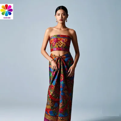 Custom Sarong 100 Polyester Cotton Printed Gold Stamping Sarong Anti-Static Microfiber Fabric for Girls Dress Home Decor Textile