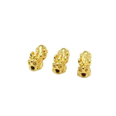 Copper Alloy Vacuum Plated Small Pixiu Hole Spacer Beads DIY Handmade Jewelry Accessories Gold Bracelet Lucky Charm Beading