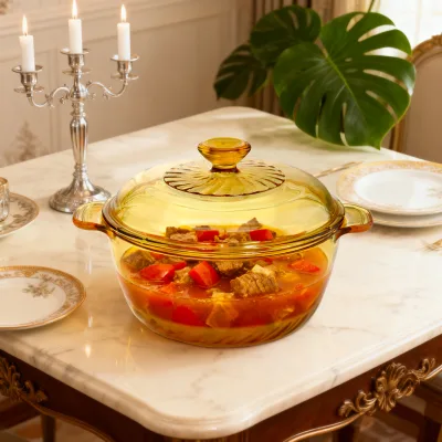 Wholesale 3.5L Amber Glass Cooking Pot Steamer Insert Transparent Borosilicate Glass Stove Microwave Heat Resistant Eco-Friendly