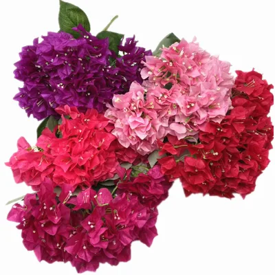 Handmade Silk Bougainvillea Floral Decoration for Weddings Five Forks Artificial Spectabilis Tree Branch Free Sample Included