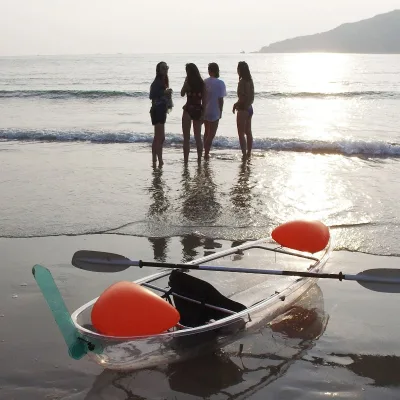 Wear Resistant Clear PC Canoe Double Seater 6mm Thick Heavy Load Coastal Tour Vessel