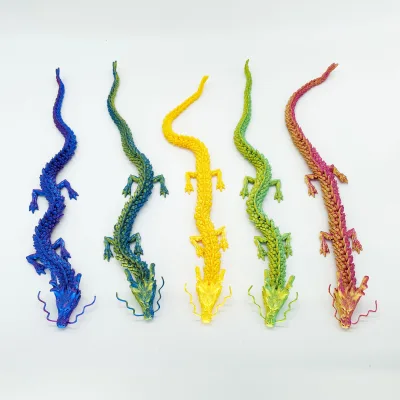 Myth Crafts Colorful 3D Printing Movable Toy Mascot Chinese Dragon Desktop Ornaments