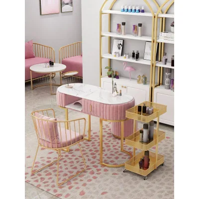 2025 Luxury Modern Manicure Table & Chairs Wholesale Professional Top Nail Tables Custom Beauty Salon Furniture for Nails