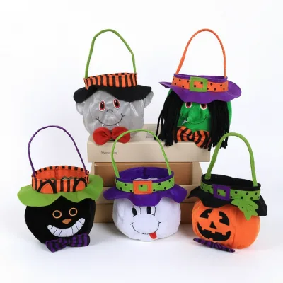 Children's High Quality Halloween Witch Pumpkin Tote Bag for Festive Candy Party Costume Props Decorative Supplies