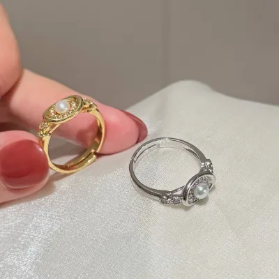 Wealth Little Treasure AAAA Grade 18K/Platinum Plated Women's Trendy Natural Freshwater Little Baby Pearl Ring 3-4mm Exquisite