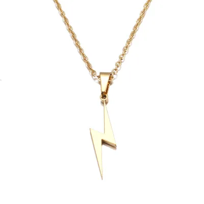 2022 Newest Personalized Lightning Pendant Necklace Hip Hop Stainless Steel Necklace for Men Boys Gifts
